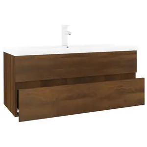 Berkfield Sink Cabinet with Built-in Basin Brown Oak Engineered Wood