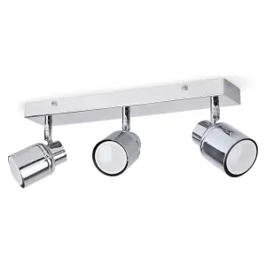 ValueLights Benton Silver Bathroom Ceiling Bar Spotlight and GU10 Spotlight LED 5W Warm White 3000K Bulbs