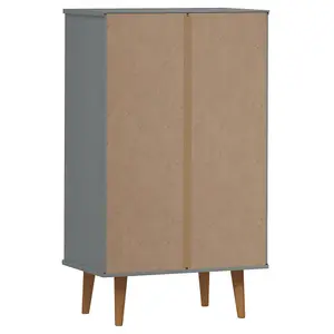 Berkfield Shoe Cabinet MOLDE Grey 59,5x35x103 cm Solid Wood Pine