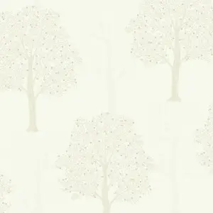 Holden Décor Opus Ornella Cream Metallic effect Tree Embossed Wallpaper Sample