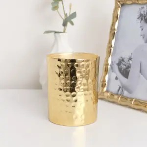 Melody Maison Hammered Gold Filled Candle Pot - 10cm