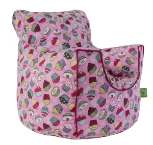 Cotton Pink Cupcake Bean Bag Arm Chair Toddler Size