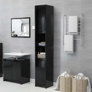 Berkfield Bathroom Cabinet Black 30x30x183.5 cm Engineered Wood