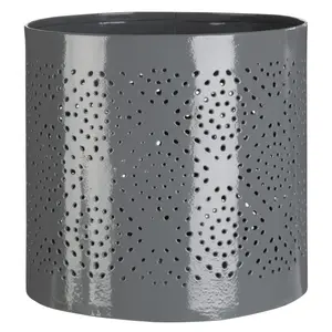 Interiors by Premier Punched Grey Finish Small Candle Holder