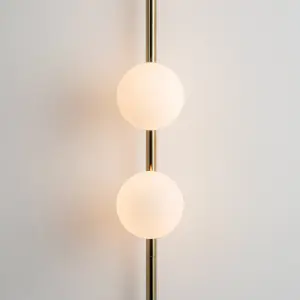 houseof Brass Bar Frosted Opal Ball Shade Plug In Wall Light - Gold