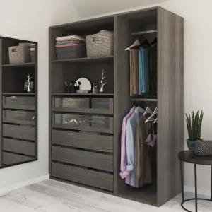 GoodHome Atomia Freestanding Grey oak effect Particle board Wardrobe, clothing & shoes organiser (H)1875mm (W)1500mm (D)580mm