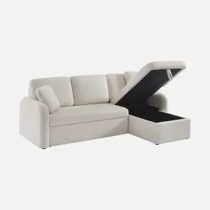 sweeek. 3-seater reversible corner sofa bed in boucle fabric Milano boucle White 220x83x85 cm