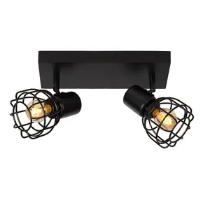 Lucide Filox Retro Twin Ceiling Spotlight - 2xE27 - Black