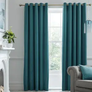 Montrose Velvet Blackout-Coated Pair of Eyelet Curtains