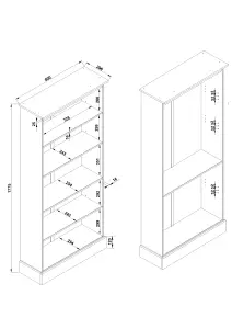 Tall 5 shelf bookcase, antique waxed finish, Cotswold range