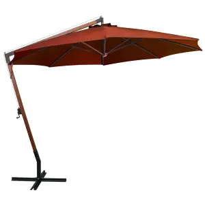 Berkfield Hanging Parasol with Pole Terracotta 3.5x2.9 m Solid Fir Wood