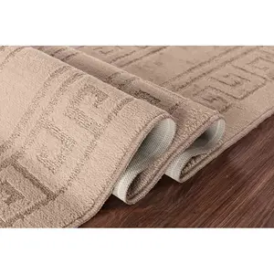 Millfield Greek Key Door Mat Beige / 60cm W x 220cm L