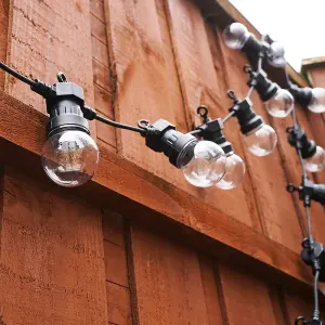 ValueLights Set of 10 IP44 Rated Decorative Outdoor Garden Integrated Warm White LED Festoon Clear Globe Lights 6M Length