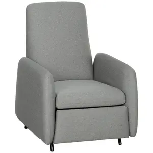 HOMCOM Push Back Recliner Chair Fabric Reclining Armchair for Bedroom Grey