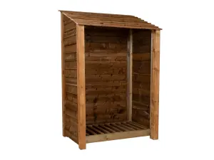 Wooden log store W-119cm, H-180cm, D-88cm - brown finish