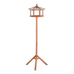 PawHut Bird Table Wooden Feeding Station with Stand for Garden Wooden 153cm