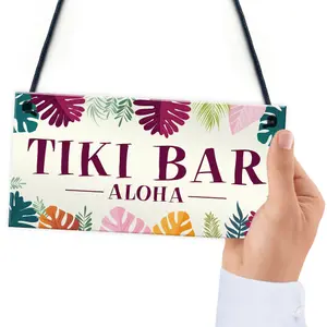 Tiki Bar Aloha Hanging Garden Sign Home Bar Plaque Gift Friendship Gift