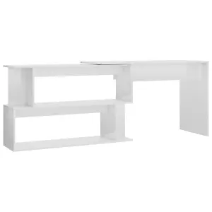 Berkfield Corner Desk High Gloss White 200x50x76 cm Engineered Wood