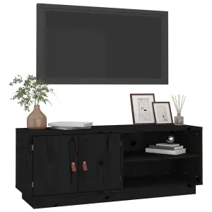 Berkfield TV Cabinet Black 105x34x40 cm Solid Wood Pine