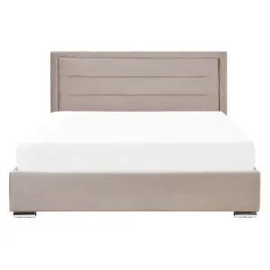 Velvet EU King Size Ottoman Bed Taupe ROUEN