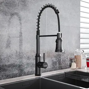 Grey Stainless Steel Side Lever Kitchen Spring Neck Kitchen Tap Mixer Tap