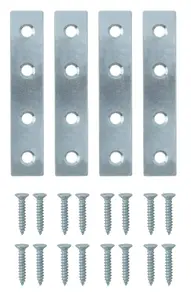 Zinc-plated Steel Mending plate (L)75mm (W)16mm (T)2mm, Pack of 4