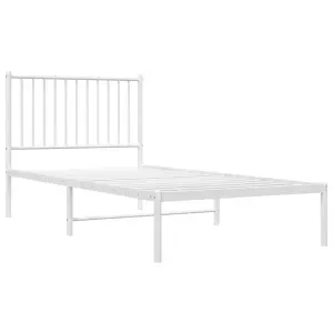 Berkfield Metal Bed Frame with Headboard White 90x190 cm 3FT Single