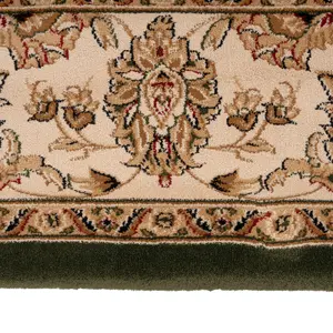 Gold Green Classical Oriental Floral Runner Rug 60cm x 240cm