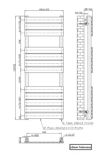 Rinse Flat Panel Bathroom Heated Towel Rail Ladder Radiator Warmer -1200x450mm White