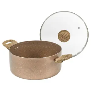 URBN CHEF 24cm Diameter Ceramic Rose Gold Induction Casserole Pot Cookware