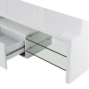 Alanis High Gloss TV Stand With Storage In White And LED Lights