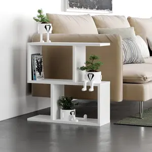 Barbara Side Table Modern 2-Tier Design with Storage Compartments White