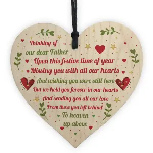 Dad Memorial Christmas Decoration Wooden Hanging Heart In Memory Plaque Gift For Dad