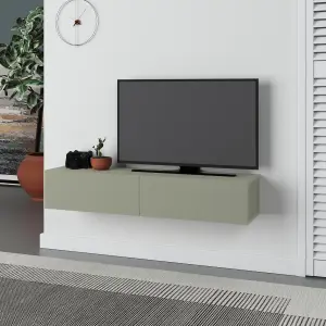 Decortie Francy Wall-Mounted TV Unit Modern Media Centre TV Cabinet 42" Ash Green 135cm