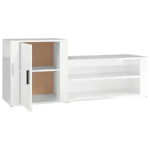 Berkfield Shoe Cabinet High Gloss White 130x35x54 cm Engineered Wood