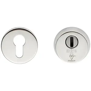 2 Star Security Escutcheons Set Suits BS Euro Cylinder Locks Bright Steel