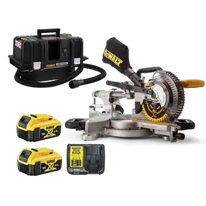 Dewalt DCS365M2 18v XPS 184mm Mitre Saw + 2 x 4.0ah Battery + DCV586M Vacuum