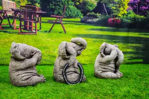 3 Wise Stone Elephants Garden Ornaments