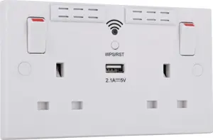 BG White 13A Switched Double WiFi extender socket with USB