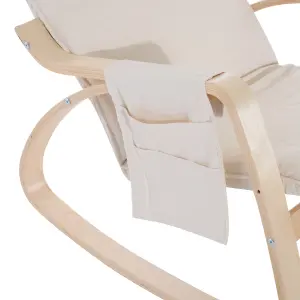 HOMCOM Rocking Chair Recliner Armchair with Adjustable Footrest, Cream White