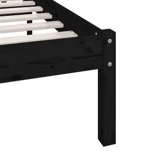 Berkfield Bed Frame Black Solid Wood 120x190 cm Small Double