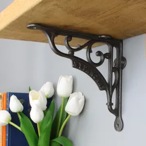 Oakcrafts - Pair of Antique Cast Iron London St Pancras Shelf Brackets - 195mm x 180mm