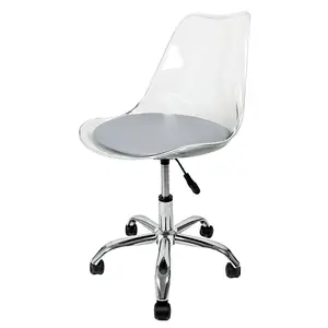 Soho Clear Plastic Dining Chair with Swivel Base Light Grey