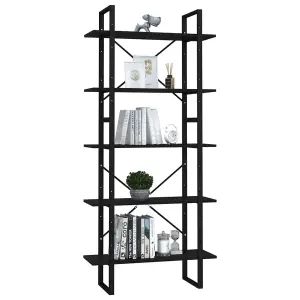 Berkfield 5-Tier Book Cabinet Black 80x30x175 cm Engineered Wood