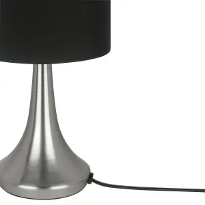 GoodHome Painswick Cylinder Satin Black Nickel effect Table lamp