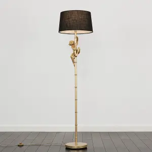 ValueLights Monkey Animal Quirky Modern Black Floor Lamp With Black Shade