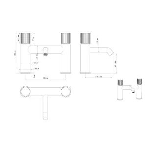 GoodHome Levanna Matt Black Deck-mounted Manual Double Bath Filler Tap