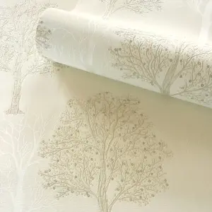 Holden Décor Opus Ornella Cream Tree Embossed Wallpaper