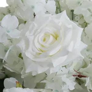 White Artificial Rose Flowers Wedding Centerpieces  100cm(L)