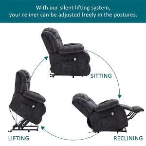 Power Massage Lift Recliner Chair with Heat & Vibration for Elderly, Heavy Duty and Safety Motion Reclining Mechanism, Gray